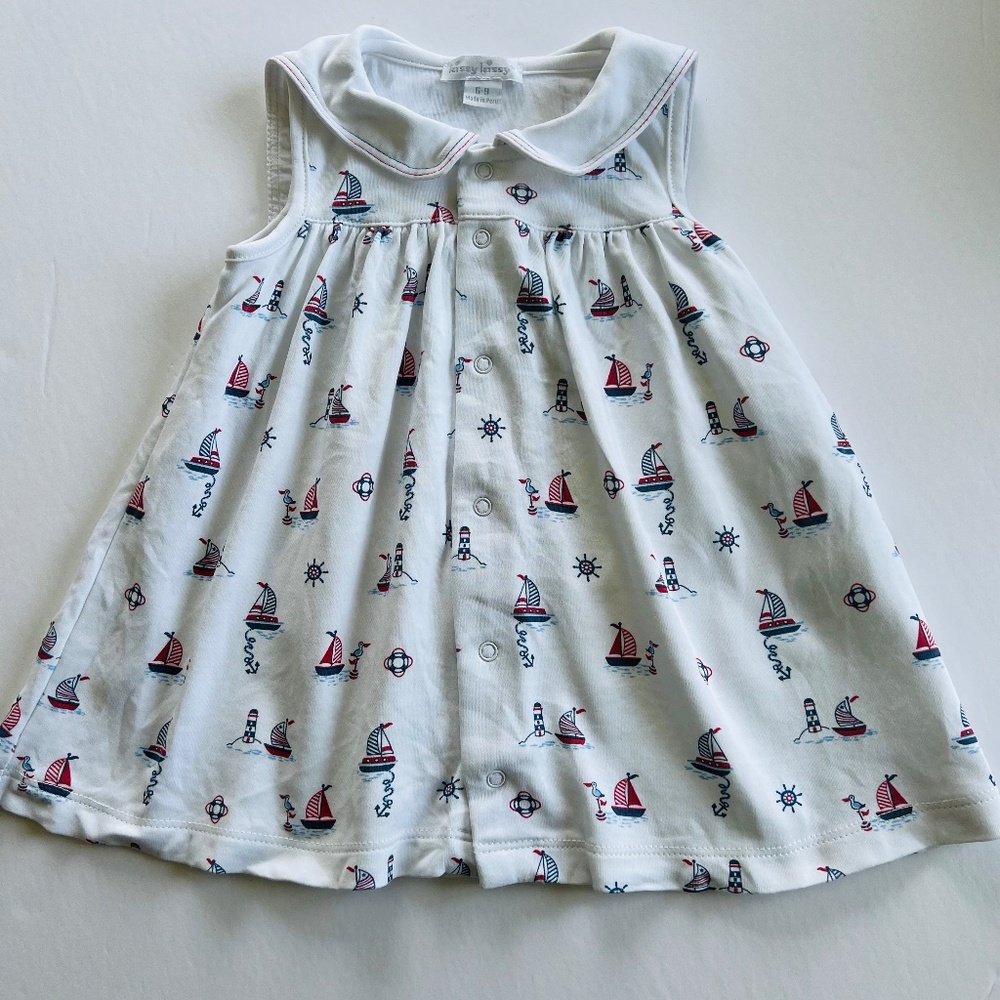 Kissy Kissy White Nautical Print Kids Dress